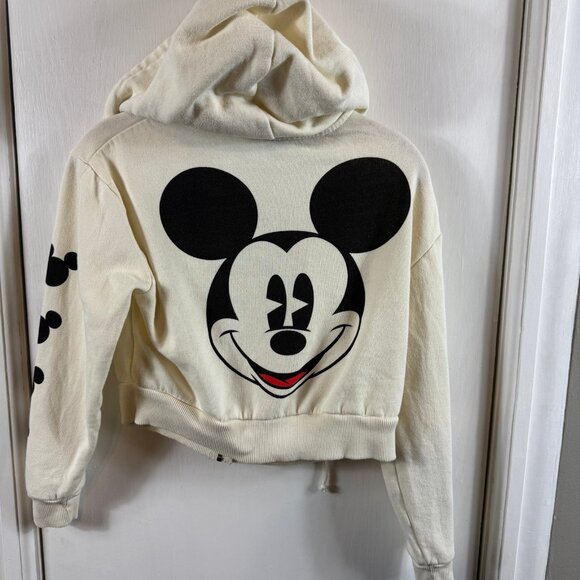 Disney Mickey Mouse Cream Zip-Up Hoodie XS – Retro Graphic Sweatshirt - Picture 8 of 9